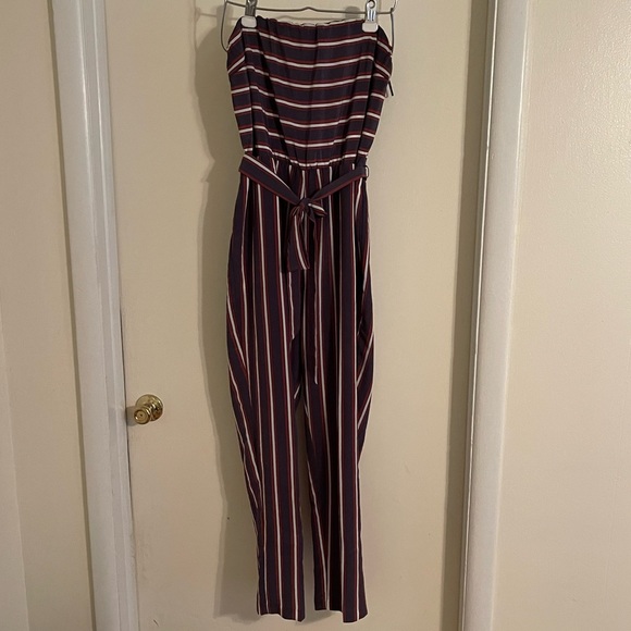 Express Strapless Jumpsuit One Piece Pantsuit Striped - Picture 2 of 7